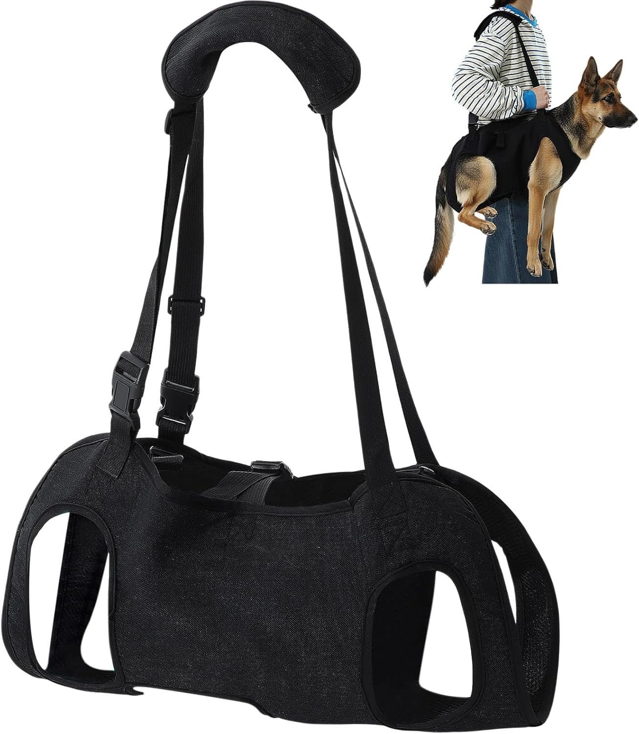 Hondenharnas met tilhulp en handgreep - verstelbaar - Maat XL - geschikt voor honden van 28 tot 37,5 kg
