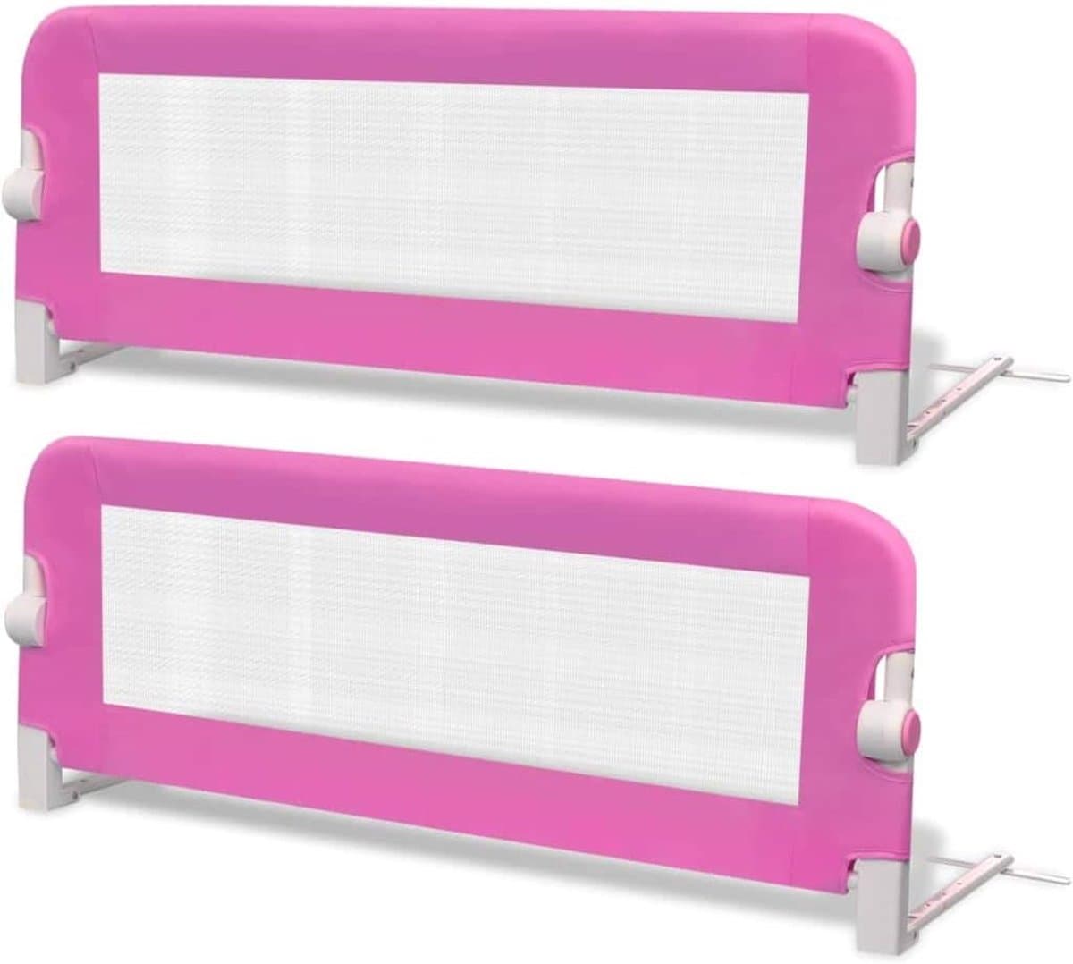 2 stuks kleine kinderen bedbeschermingsrooster draagbaar bedrooster met doorzichtig netweefsel roze 102 x 42 cm