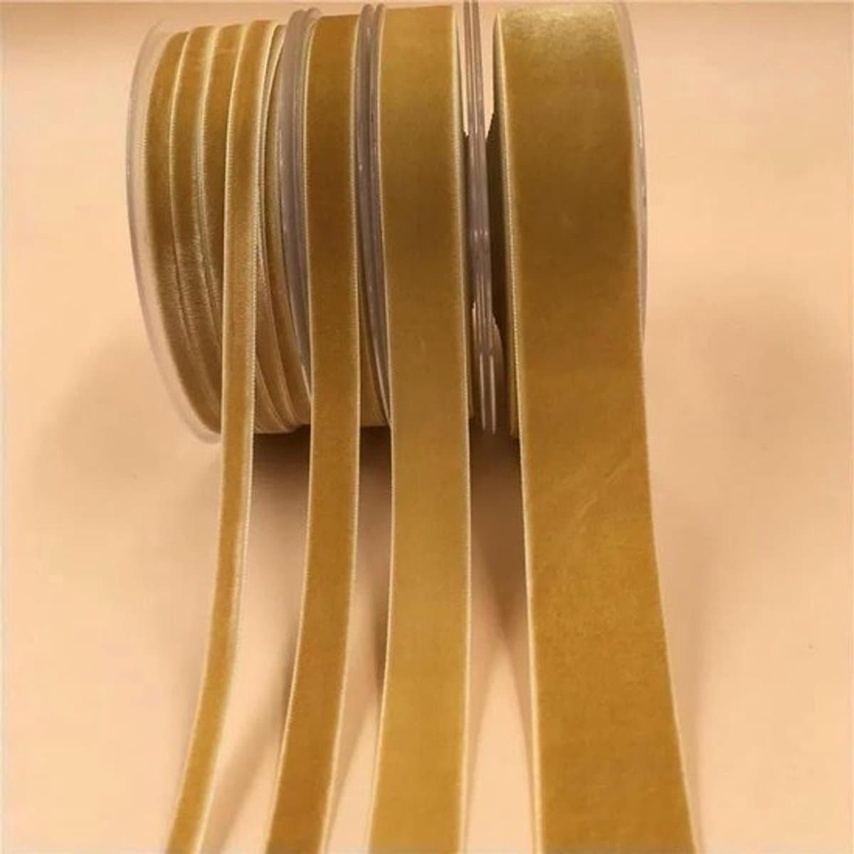 Fluwelen lint - Decoratieve tape - Bloemendecoratie - Enkelzijdig - 3 meter - Oud goud