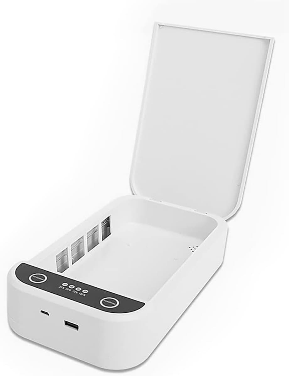 UV Desinfectiebox voor Mobiele Telefoons, Draagbare Sterilisator met Aromatherapie en USB Oplaadfunctie voor Portemonnees, Maskers, Horloges en Sleutels (Wit)