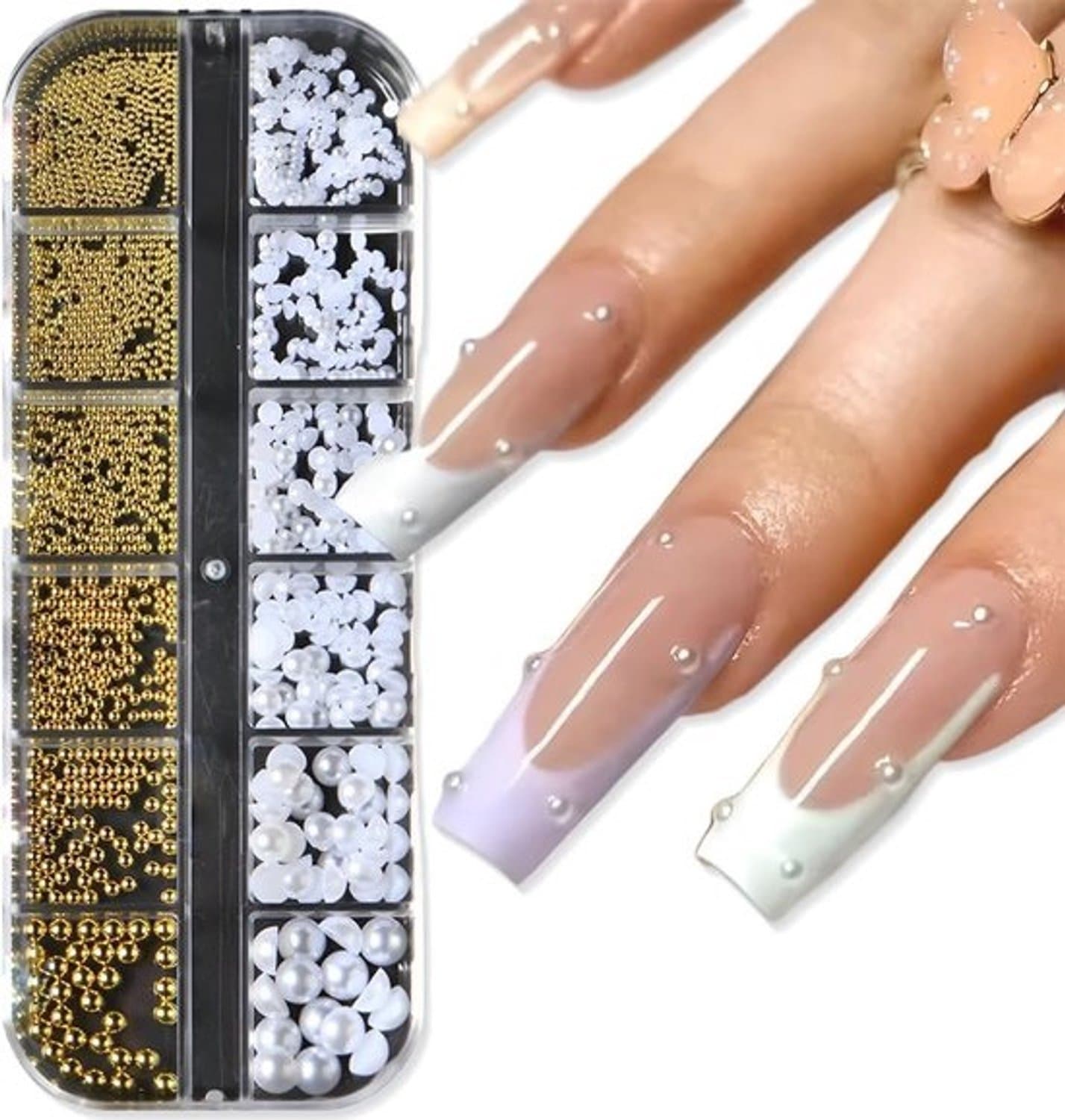 Halve kralen voor nail art - Roestvrijstalen nagelbedels en decoratie