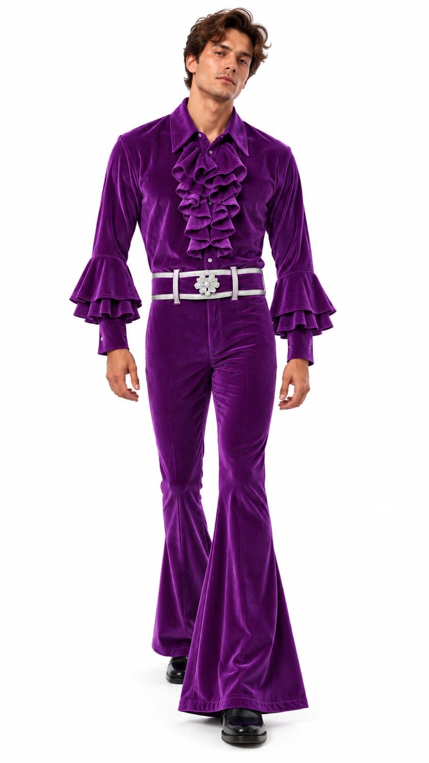 Paarse Disco Jumpsuit Heren – Luxe 70’s Retro Kostuum - maat XL