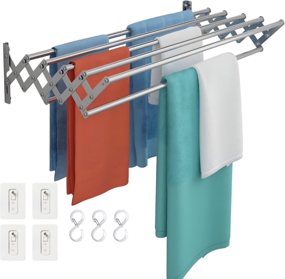 KIRA® Wanddroogrek - Droogrek Muur - Wanddroogrek Inklapbaar - Droogrek Muur - Wanddroogmolen - Grijs - 10cm x 18cm x 80cm