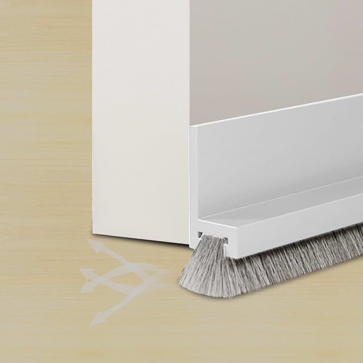 Deurafdichting, geluidsisolerende borstelafdichting deur, afdichting voor onderkant deur, deurafdichting, zelfklevend en kan op maat worden gesneden, tochtstopper (wit, 100 cm)