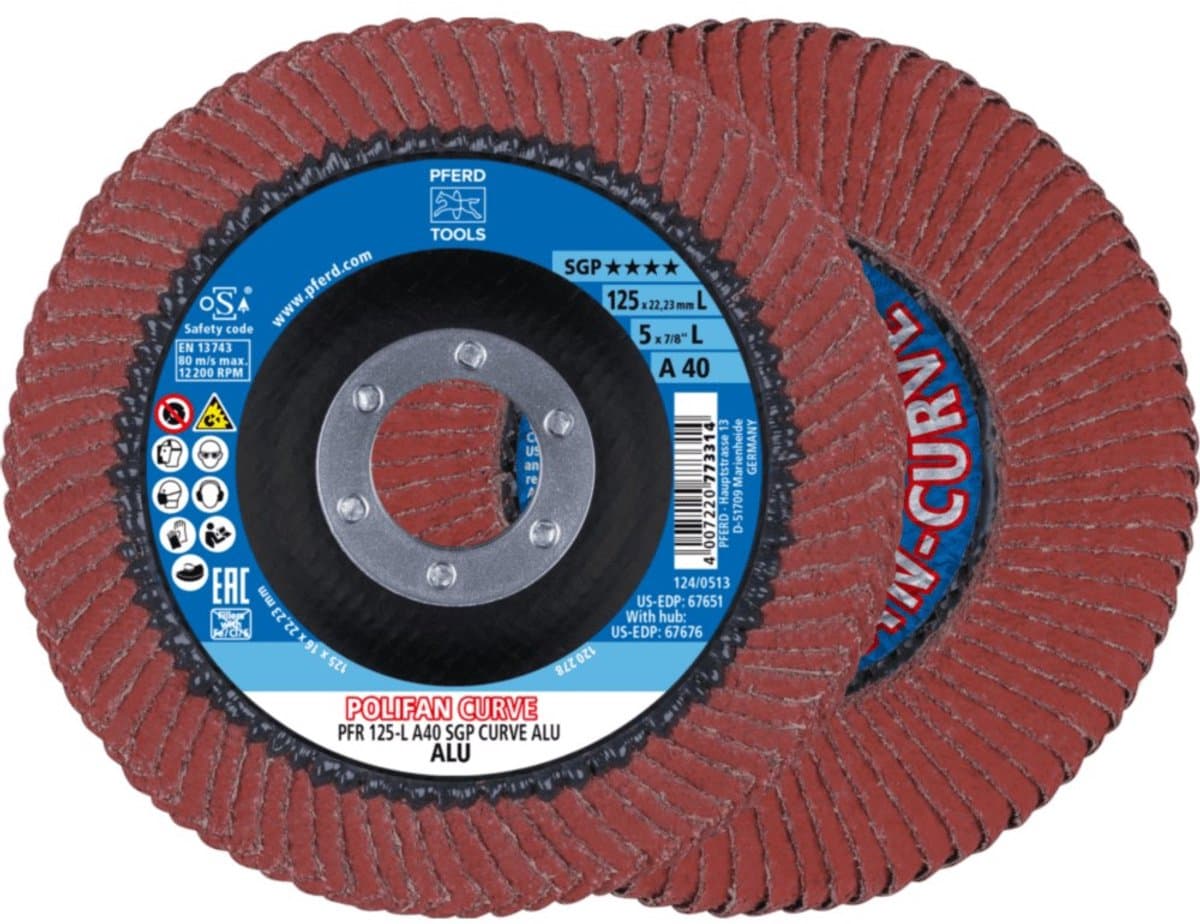 PFERD TOOLS 67689068 A Sgp Curve Alu Lamellenschijf Diameter 125 mm Boordiameter 22.23 mm Korrelgrootte (num) 40 10 stu
