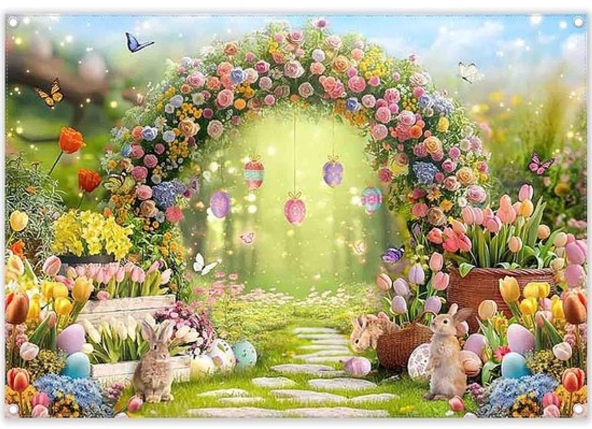 Paasachtergrond Stoffen - Lentebestemming Fotografie - Feestdecoratie Kinderen - Duurzaam Polyester Materiaal - 21 x 15 Meter - Vrolijke Kleuren