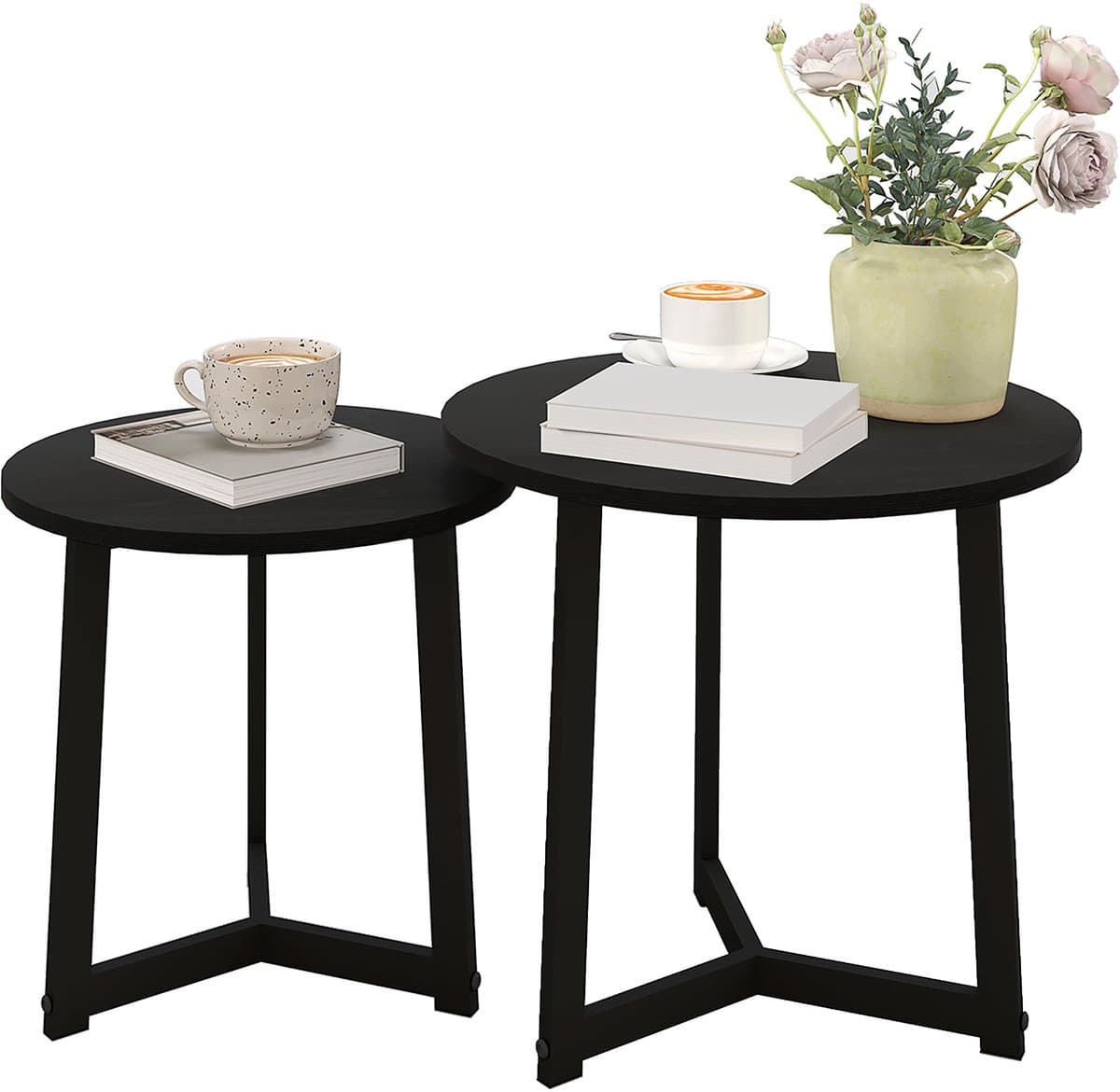 bijzettafels - salontafel - zwart - set van 2