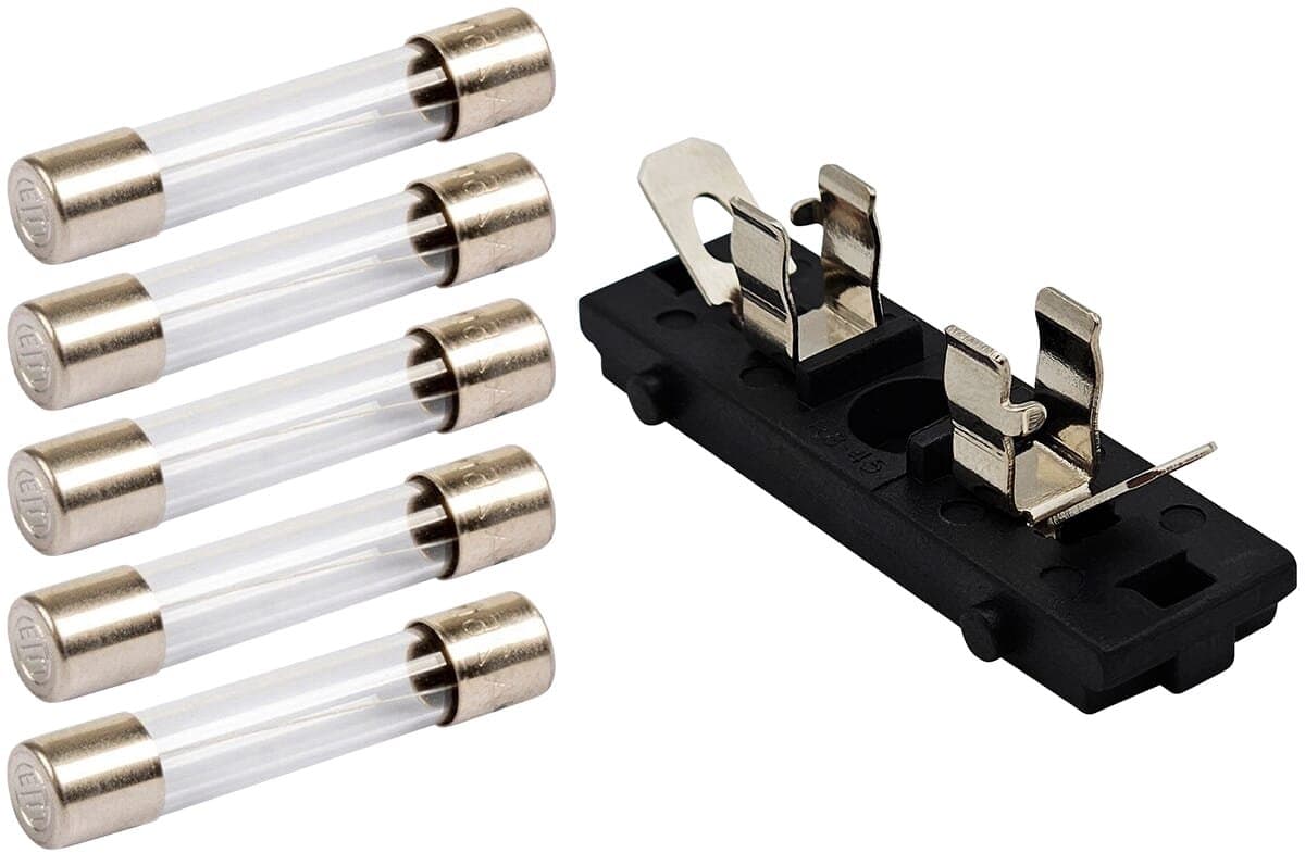 VLTG Zekeringhouder inbouw paneel 5x20mm - 1A - Klein - F(snel) - inclusief 5x Glaszekeringen