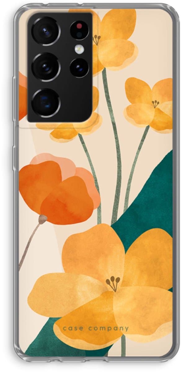 Case Company® - Hoesje geschikt voor Samsung Galaxy S21 Ultra hoesje - Amber bloom 2 - Soft Cover Telefoonhoesje - Bescherming aan alle Kanten en Schermrand