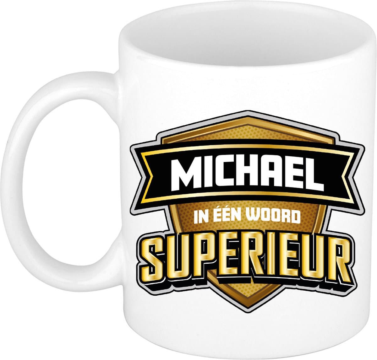 Bellatio Decorations Naam mok Micheal - wit - Superieur - keramiek - 300 ml - collega beker - cadeau