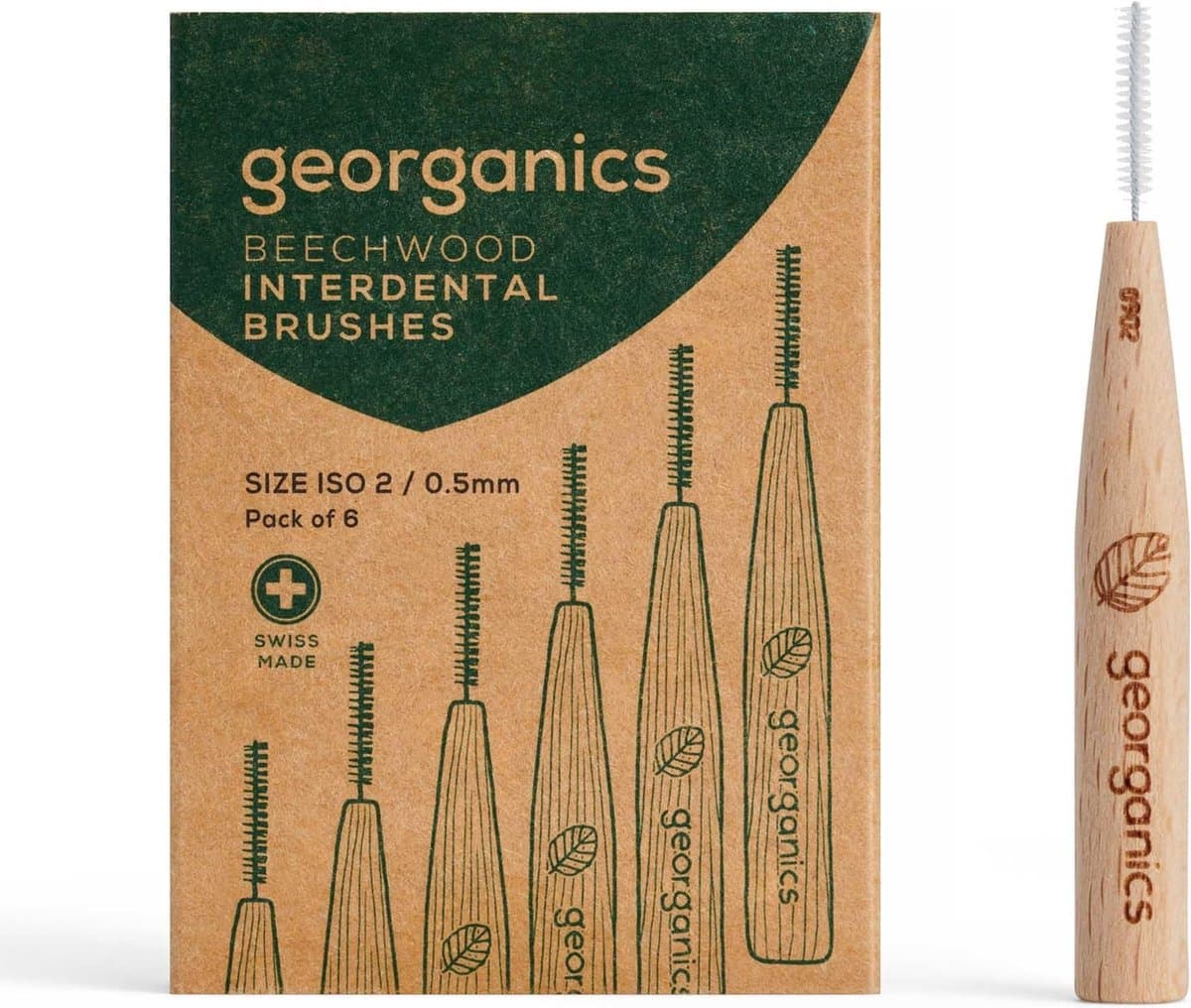 Georganics Interdental brush iso-2 beechwood 1 Stuks