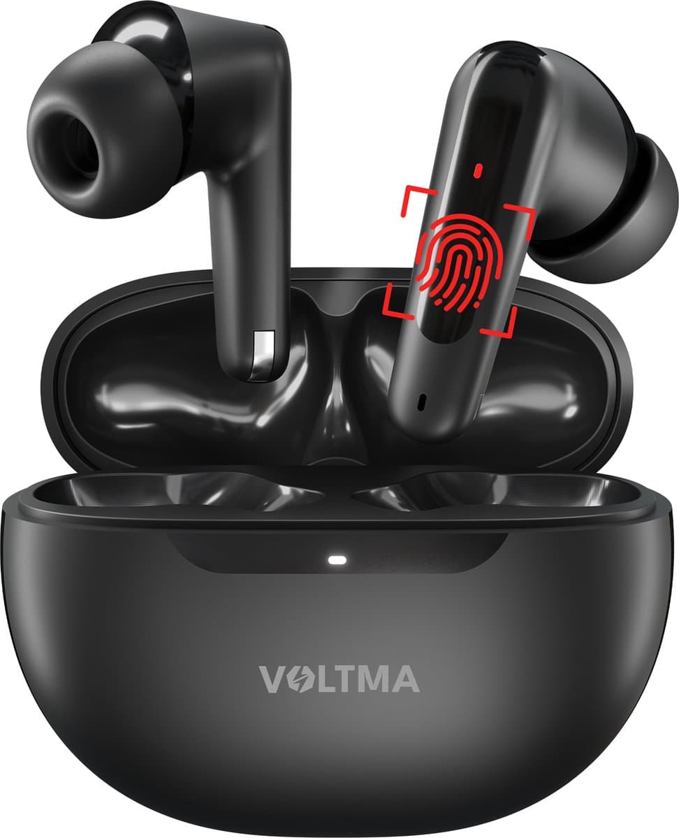 Voltma EchoBuds - Draadloze Bluetooth 5.4 Oordopjes met Ultra-High Definition Geluid - 40-Uur Batterijduur met oplaadcase - One-Step Pairing - Ingebouwde Microfoon Bluetooth Oortjes - Draadloos Bellen - Geschikt voor Android en iOs - Zwart
