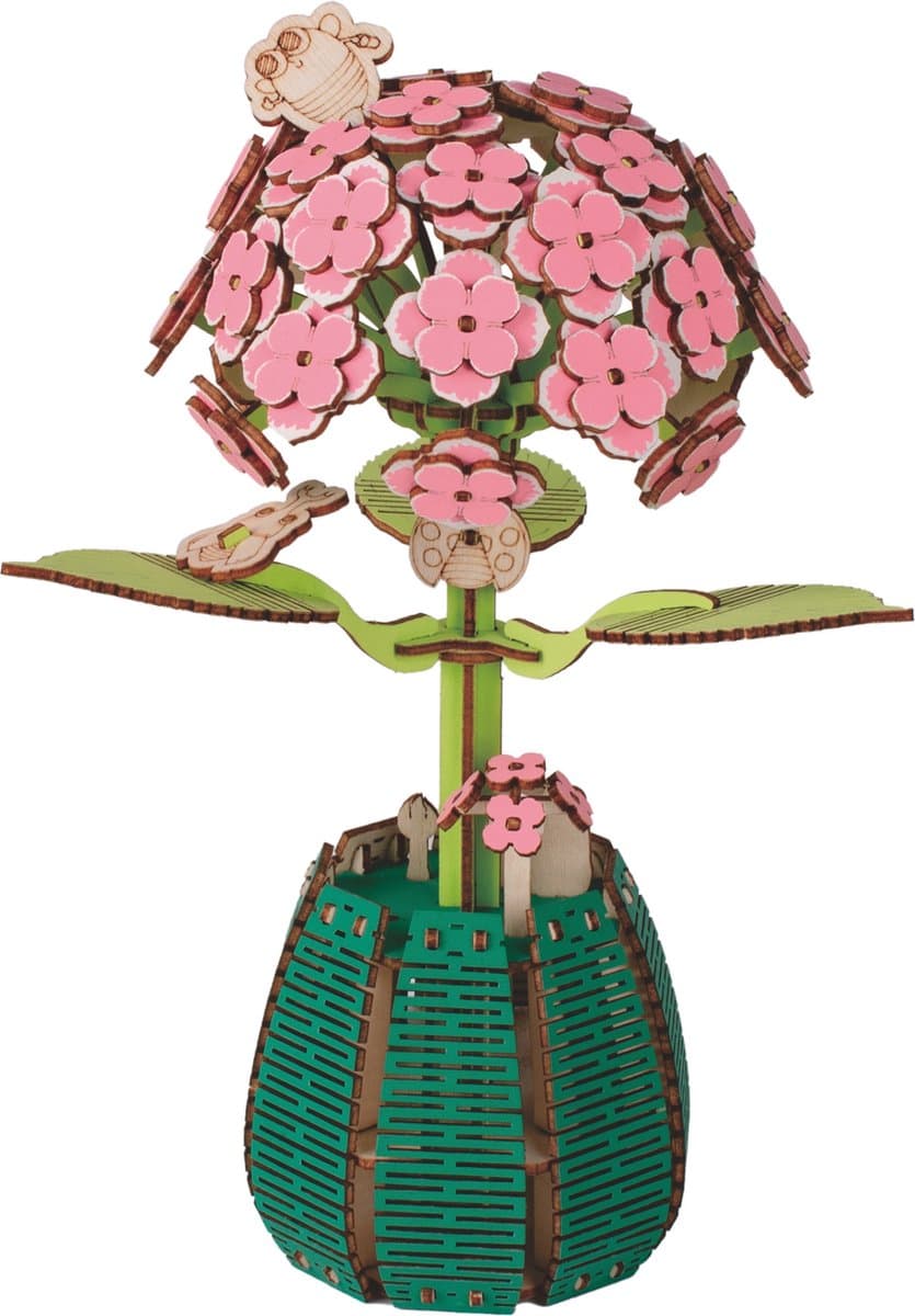 Houten Bouwpakket DIY van een Hortensia in Pot