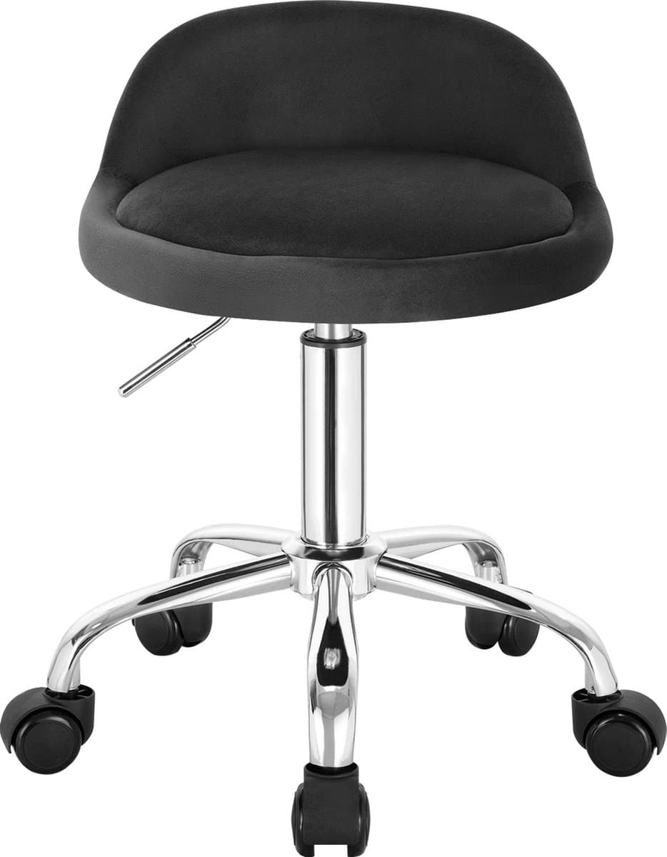 KTN® - Draaikruk met Lage Rugleuning - Kantoorkruk - Ergonomisch - Hoogte Verstelbaar - Wielen - Kruk - Stoel - Velvet - Donkergrijs