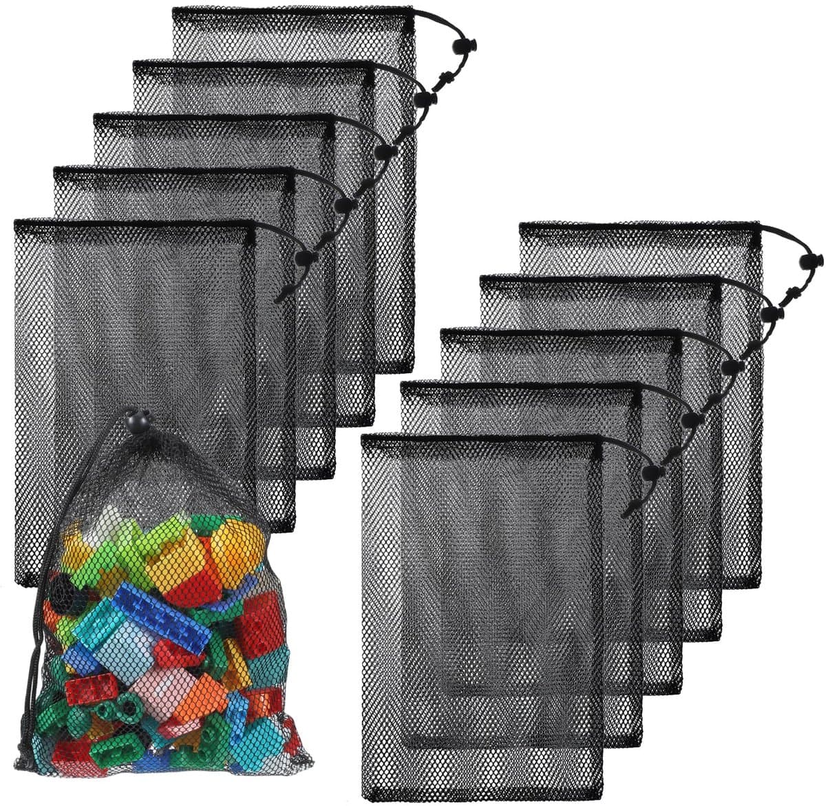 IMPERATORIS® Waszakjes voor Wasmachine - Bescherming voor Fijne Was en Schoenen - Mesh Wasnet met Rits - Voorkomt Slijtage - Set van 10 - zwart - 30 x 20 cm