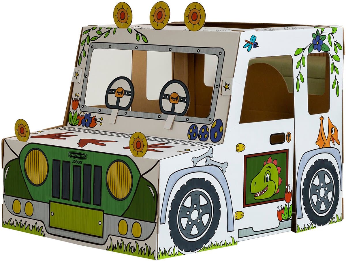 Bankers Box Play - Speelhuis stevig karton - Dinosaurus truck - Inkleurbaar