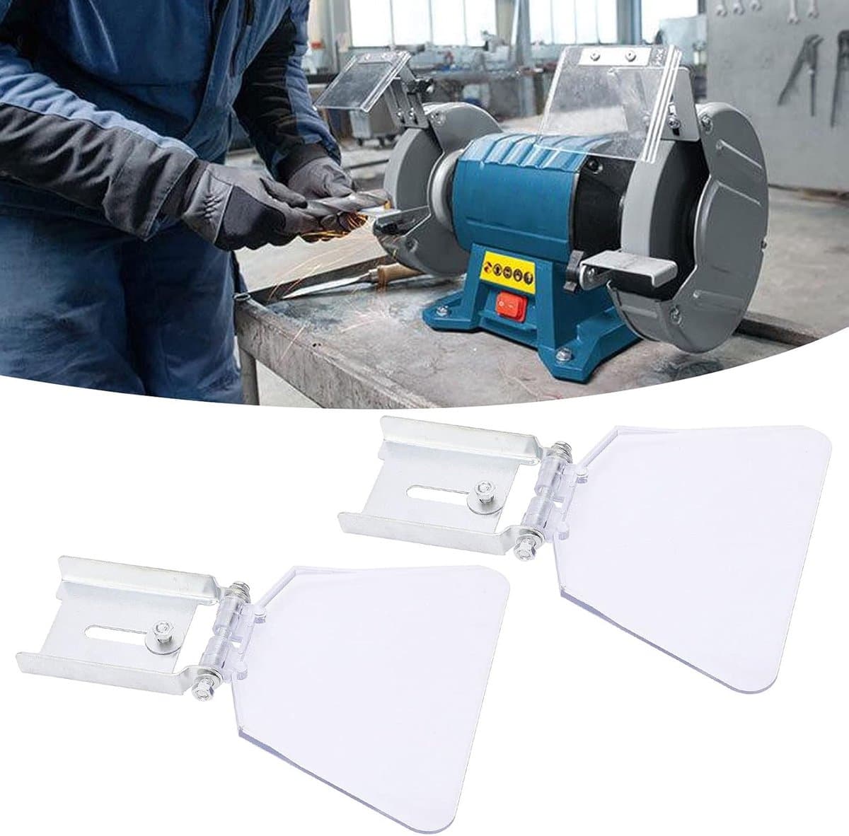 2pcs Bench Grinder Eyeshield - RVS Shield Attachment - Machine Accessory voor Bench Grinders Bescherming 200/250