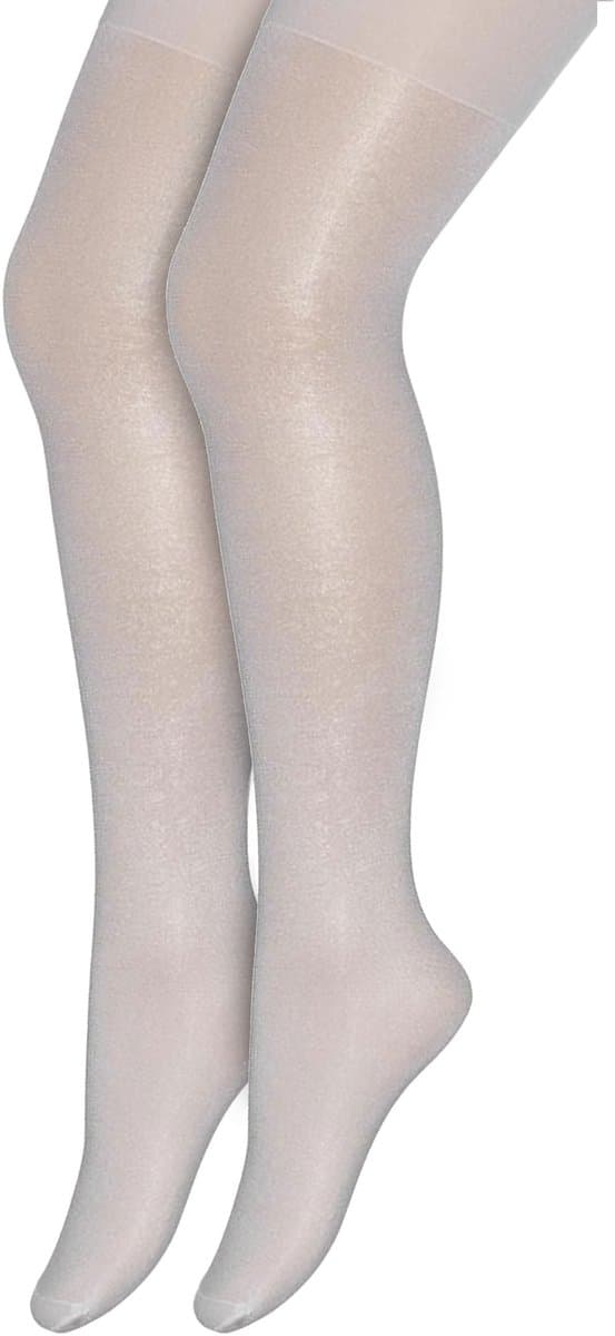 Bonnie Doon Kinder Panty 2 paar Wit 20 Denier maat 140/146 - Meisjes - Glans Panty Kinderen 20 den - Tiener Panty Doorschijnend - Bruiloft - Feest - Communie - 2-pack - Kids - Glimmend - Stevig Broekje - White - OL1639852.103