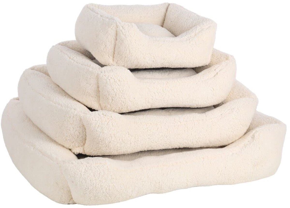 Hondenmand - Teddy - Wit - Pluche Hondenmand - Puppy Mand - Hondenbed - Superzacht & Comfortabel - Maat XS = 50 x 40 cm XS