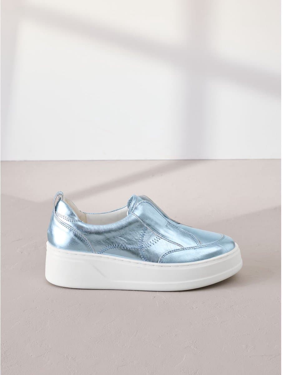Next Signature leren sneakers met dikke sleehak en plateauzool