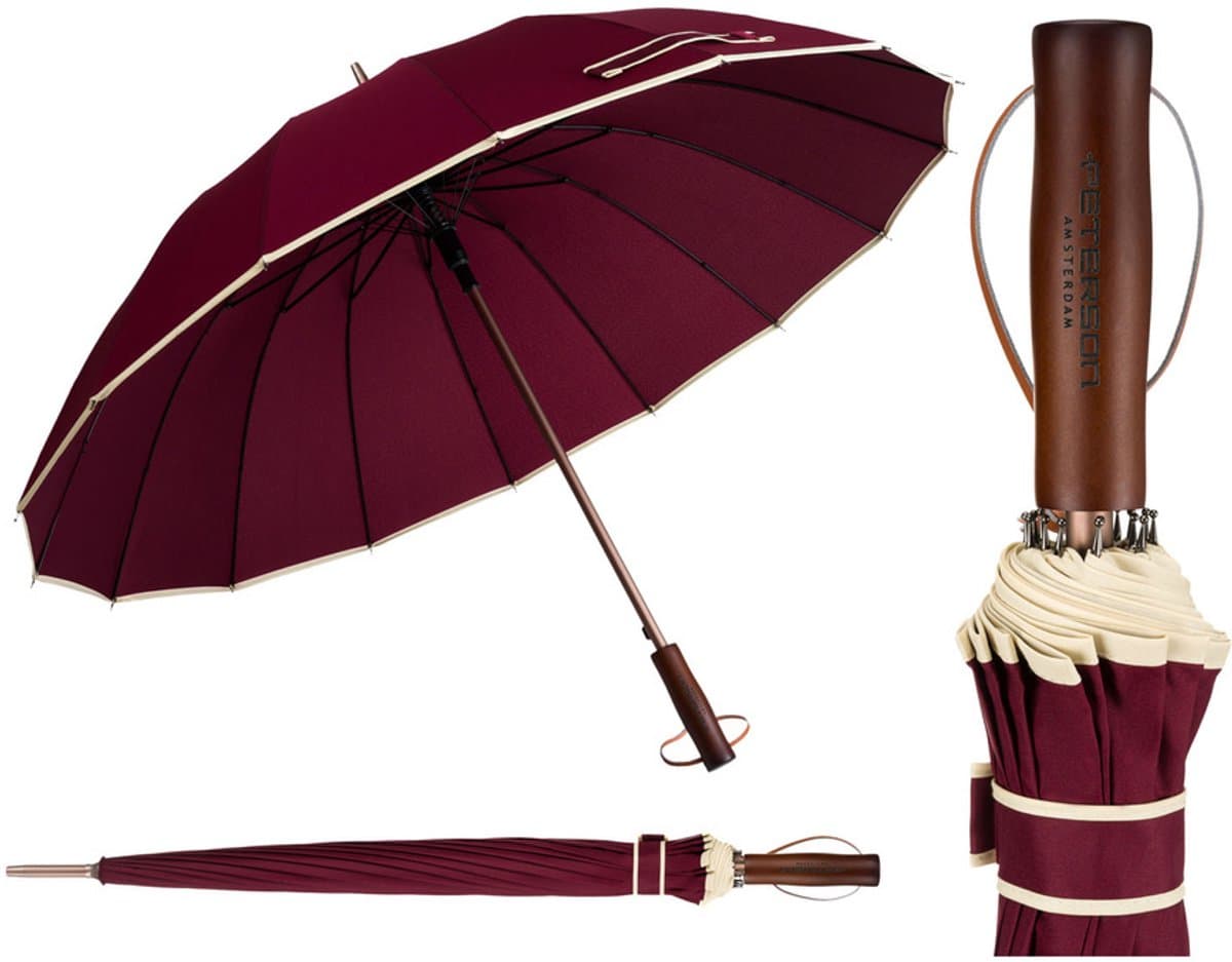 Peterson - Elegante Regeringsparaplu - Rood - Grote 128 cm - Stijlvolle Handgreep