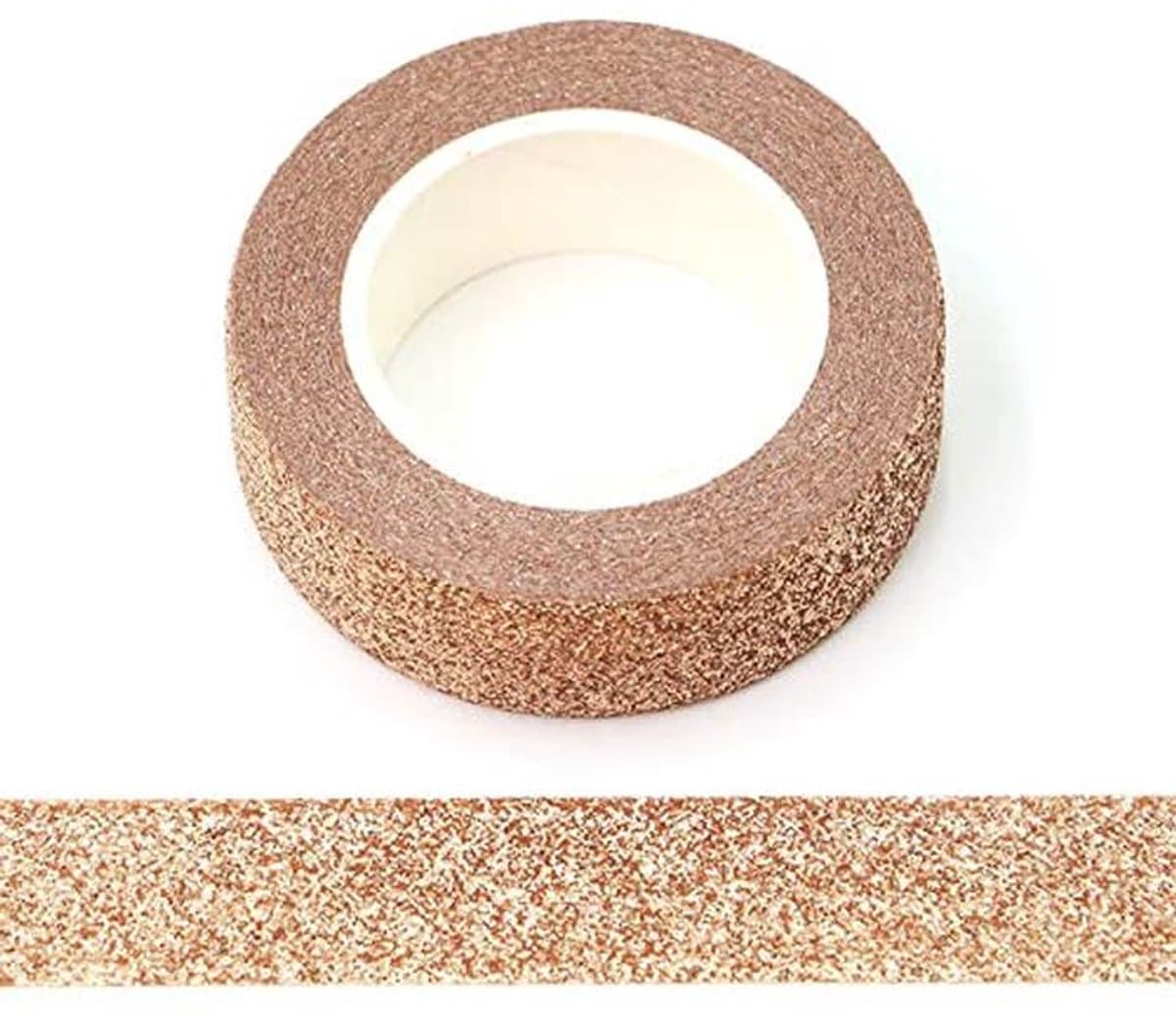 Glitter Washi Tape Decoratief Zelfklevend Plakband voor Knutselen en Scrapbooking - Roségoud