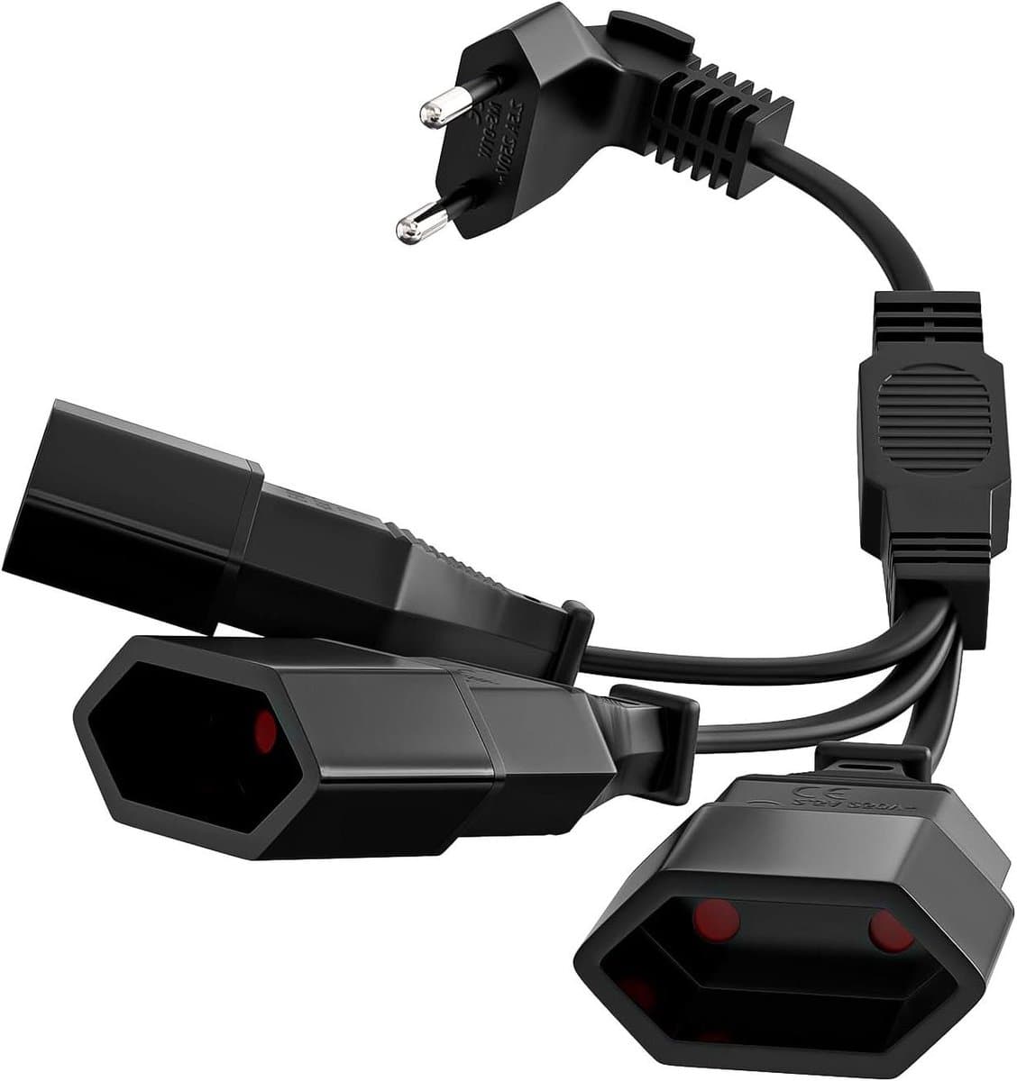 Platte Eurostekkerverlenging 50 cm zwart voor tv, pc en monitor