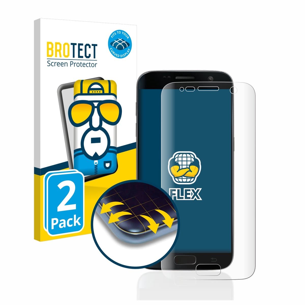 BROTECT - Screenprotector voor Samsung Galaxy S7 - Folie Beschermfolie transparant volledig dekking - 2 Stuks