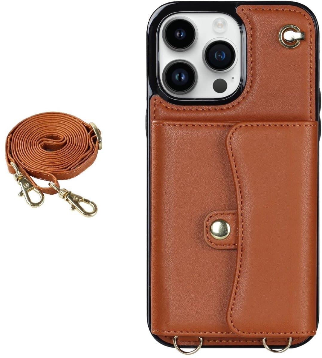 Hoesje geschikt voor Samsung Galaxy S26 Plus - Backcover - Koord - Pasjeshouder - Portemonnee - Kunstleer - Bruin