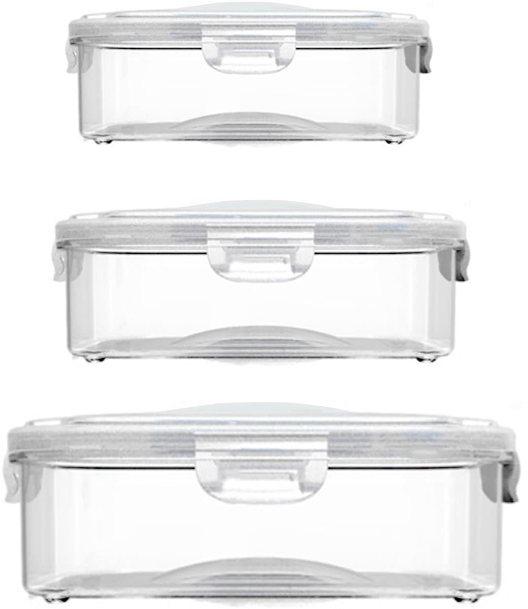 CHIWIN Vacuüm Voedselcontainer Set 3 Delig Vershoudbakken Kunststof Met Handpomp Voor Koelkast Vriezer Magnetron Vaatwasser