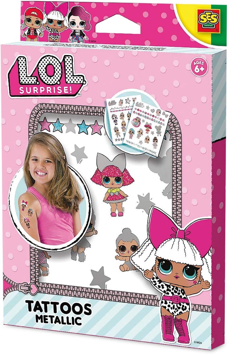 SES Creative - L.O.L. - Metallic Tattoos - Knutselen Meisjes - Biologisch afbreekbaar - Vanaf 6 jaar