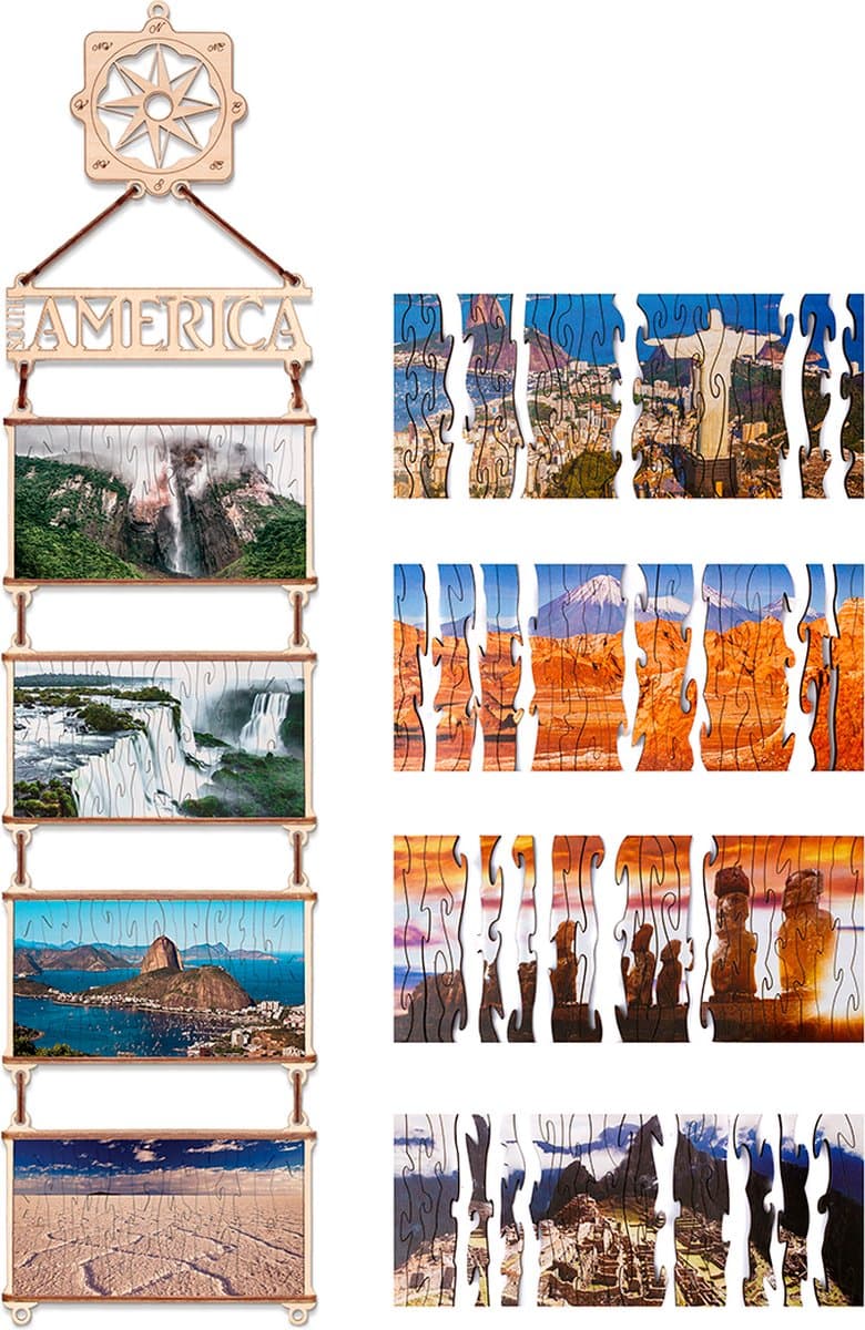 Eco Wood Art Houten Legpuzzel Set Afrika - Dubbelzijdige Puzzels - Wanddecoratie