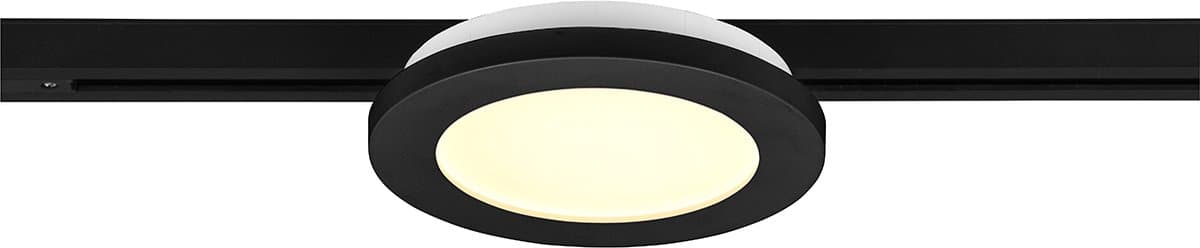 LED Railverlichting - Plafondlamp - Plafondverlichting - Trion Dual Camy - 2 Fase - 9W - Warm Wit 3000K - Dimbaar - Rond - Mat Zwart - Kunststof