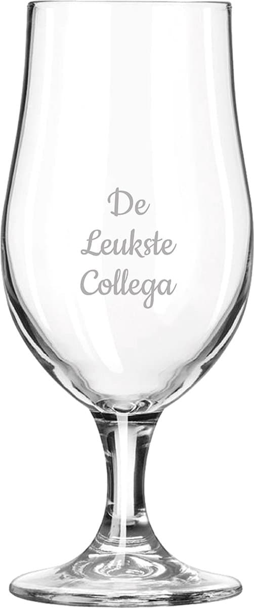 Gegraveerde bierglas op voet 49cl De Leukste Collega