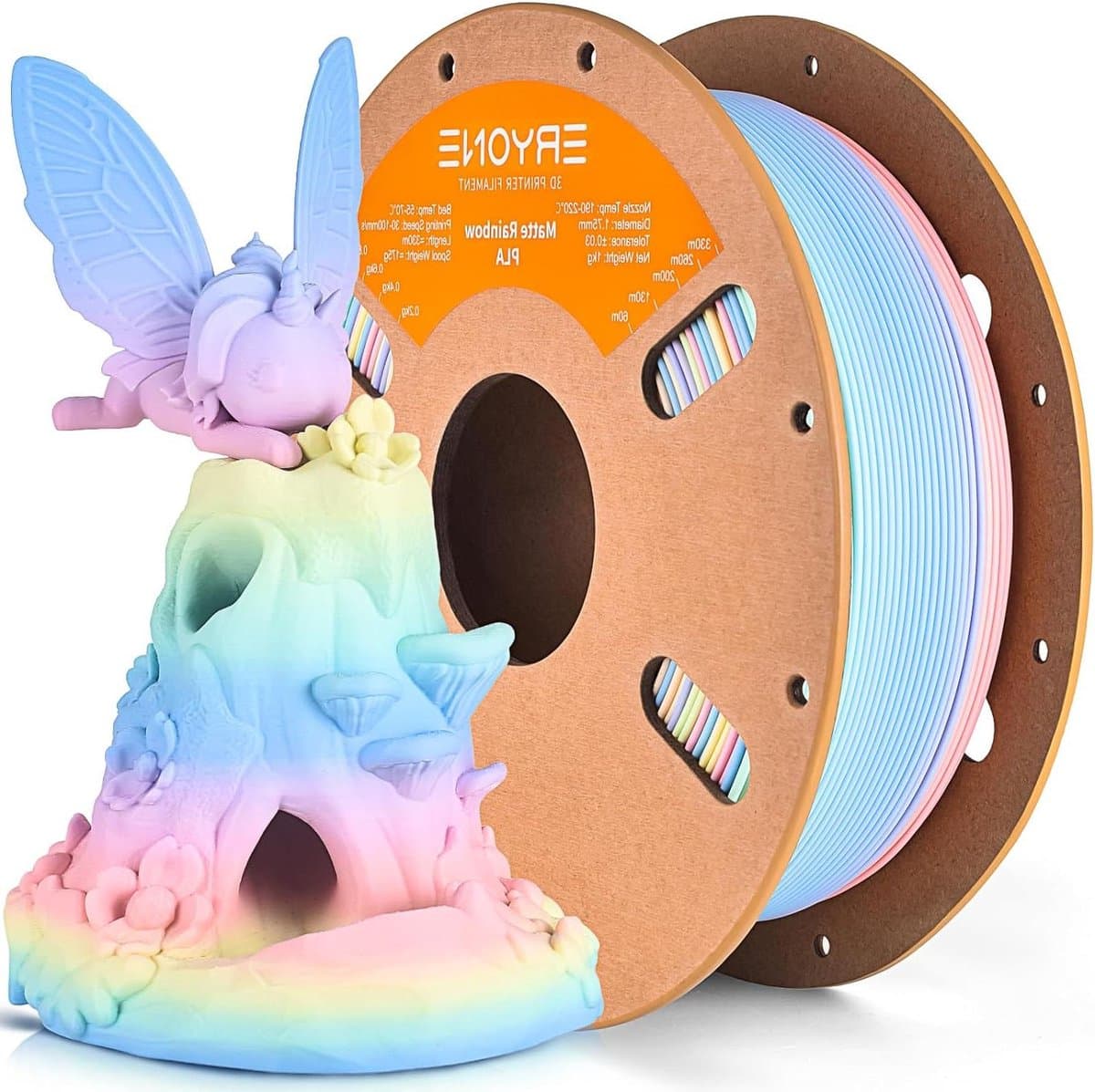 3D-printer mat filament PLA 1 kg 1 spoel 175 mm +/-003 mm Rainbow Marcron mat - hoge kwaliteit met glans - milieuvriendelijk