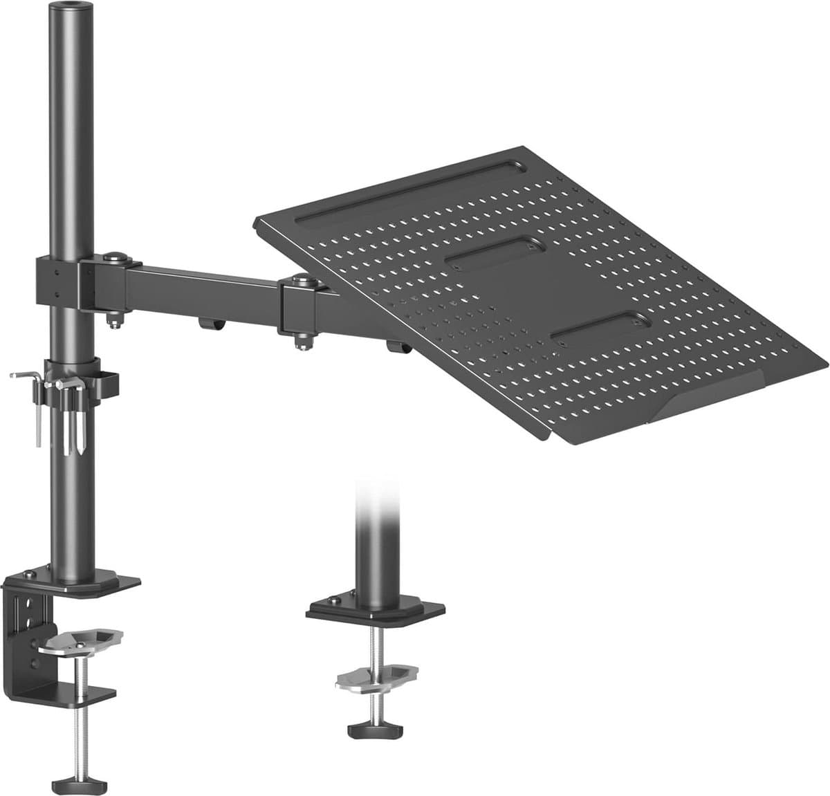 Volledig verstelbare monitorarm met laptoplade - 13 tot 32 inch LCD LED-scherm - 16 inch notebook - 2 montageopties - kantelen, zwenken en roteren