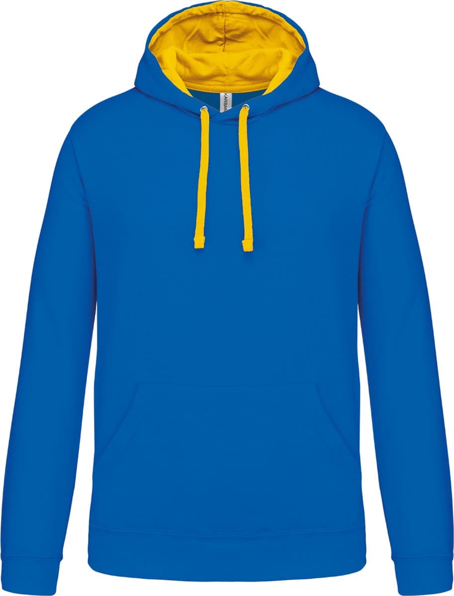Kariban Hooded sweater met contrasterde capuchon K446 - Light Royal Blue / Yellow - XXL