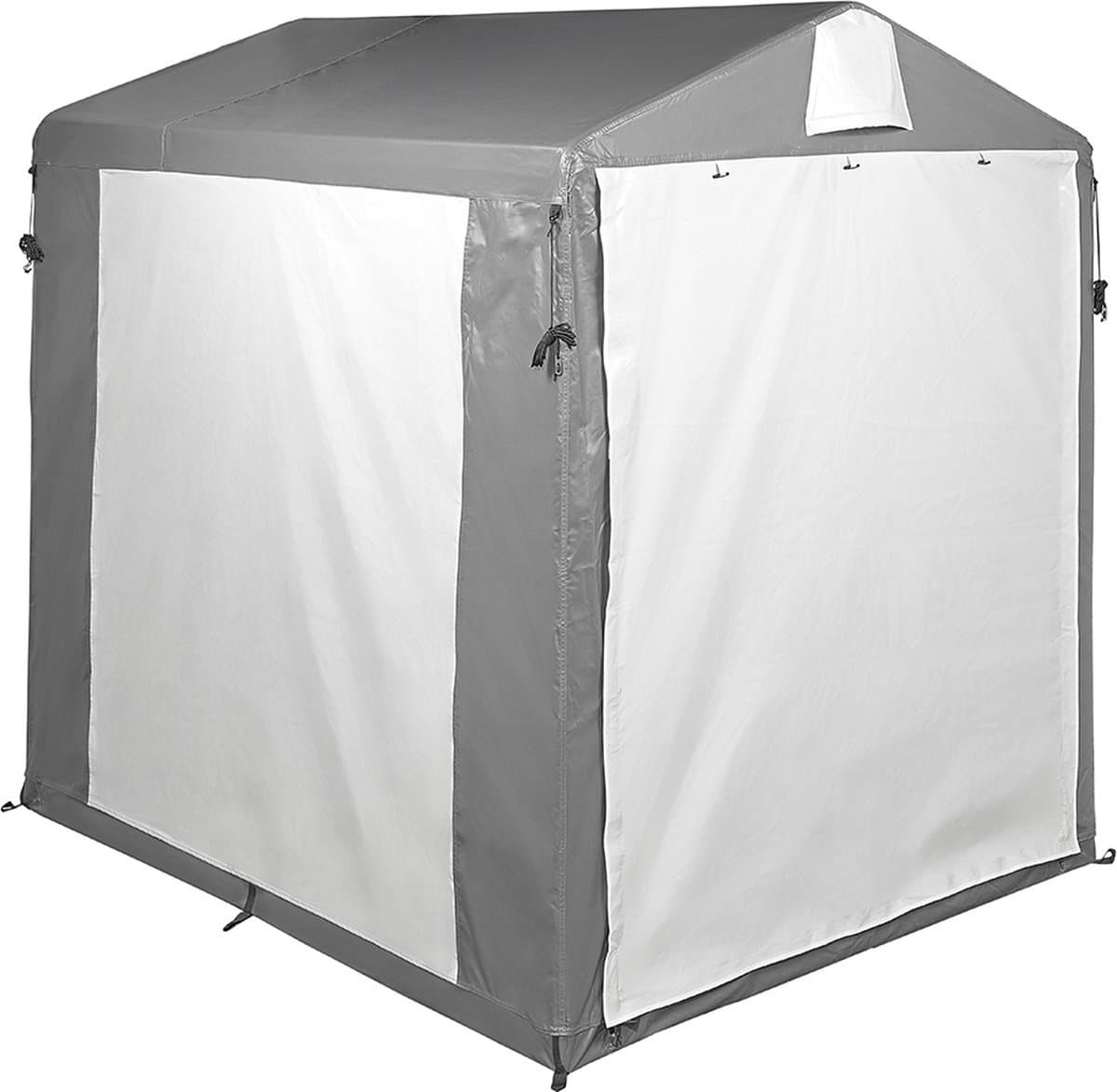 Campout Schuurtent - UV-bestendige Opbergtent - Keukentent - Toilettent - Bijzettent - Grondzeil Eenvoudig te Reinigen - Met 25/22 mm Stalen Frame - Inclusief Scheerlijnen, Haringen en Opbergtas - Voor 3 à 4 fietsen