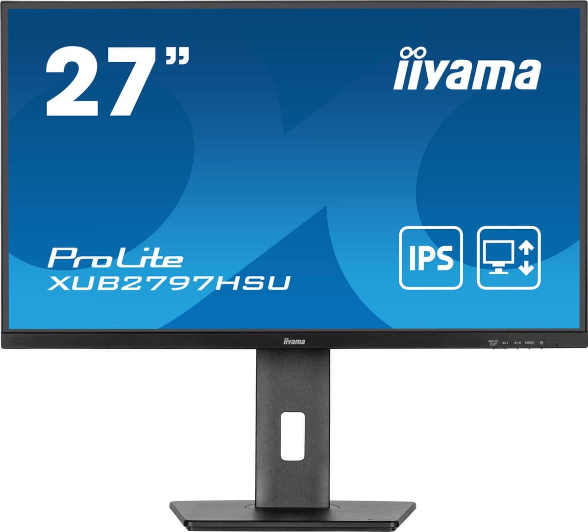 iiyama ProLite XUB2797HSU-B2 27 inch IPS-monitor met 1 ms MPRT, 100 Hz verversingssnelheid, USB-hub en in hoogte verstelbare standaard, zwart
