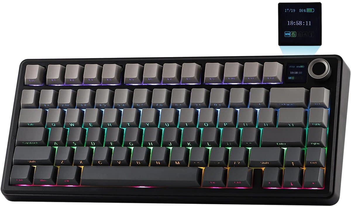 AULA F75 MAX - Zwart/Grijs - Mechanisch Draadloos Toetsenbord - RGB - 75% - QWERTY - Gaming Keyboard - Leobog Reaper Switch