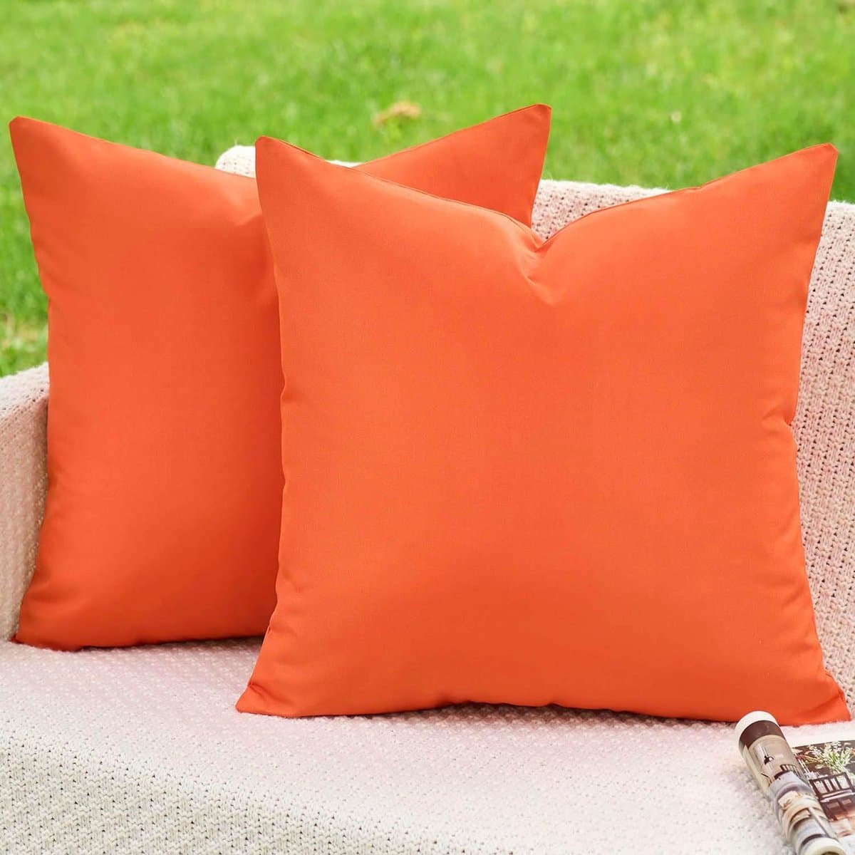 kussensloop, 45 x 45 cm, oranje, kussen, weerbestendig, sofakussen, sierkussen, waterdicht, decoratief, modern, zomer, kussenslopen voor tuin, bank, balkon, terras, decoratie, set