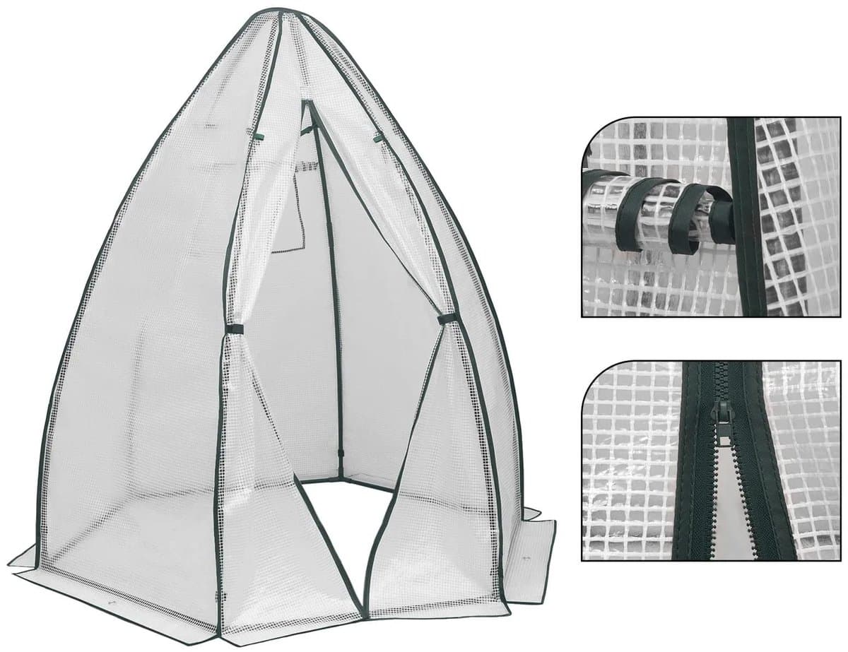 Klarven® Tuinkas Wit - UV-bestendig foliehuis voor buiten - Beschermt planten tegen vorst, wind en insecten - Ritssluiting vooraan - B 69 x D 49 x H 158 cm