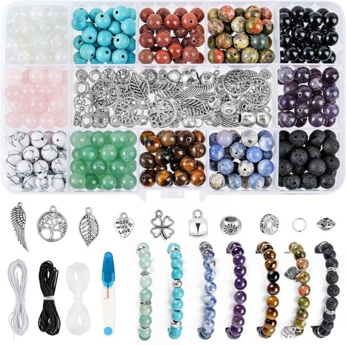 8mm Edelsteen Kralen Set voor Sieraden Maken: Chakra Armbanden en Kettingen Knutselen