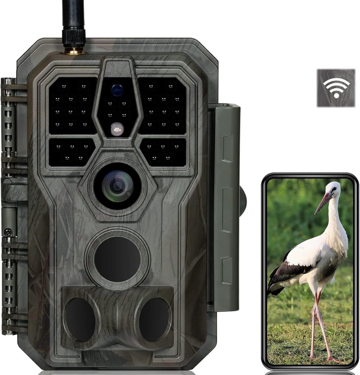 Wildcamera met Wifi - Nachtzicht Camera - Natuur Observatie - Snelle 0.1s Trigger - 64 MP - Camouflage