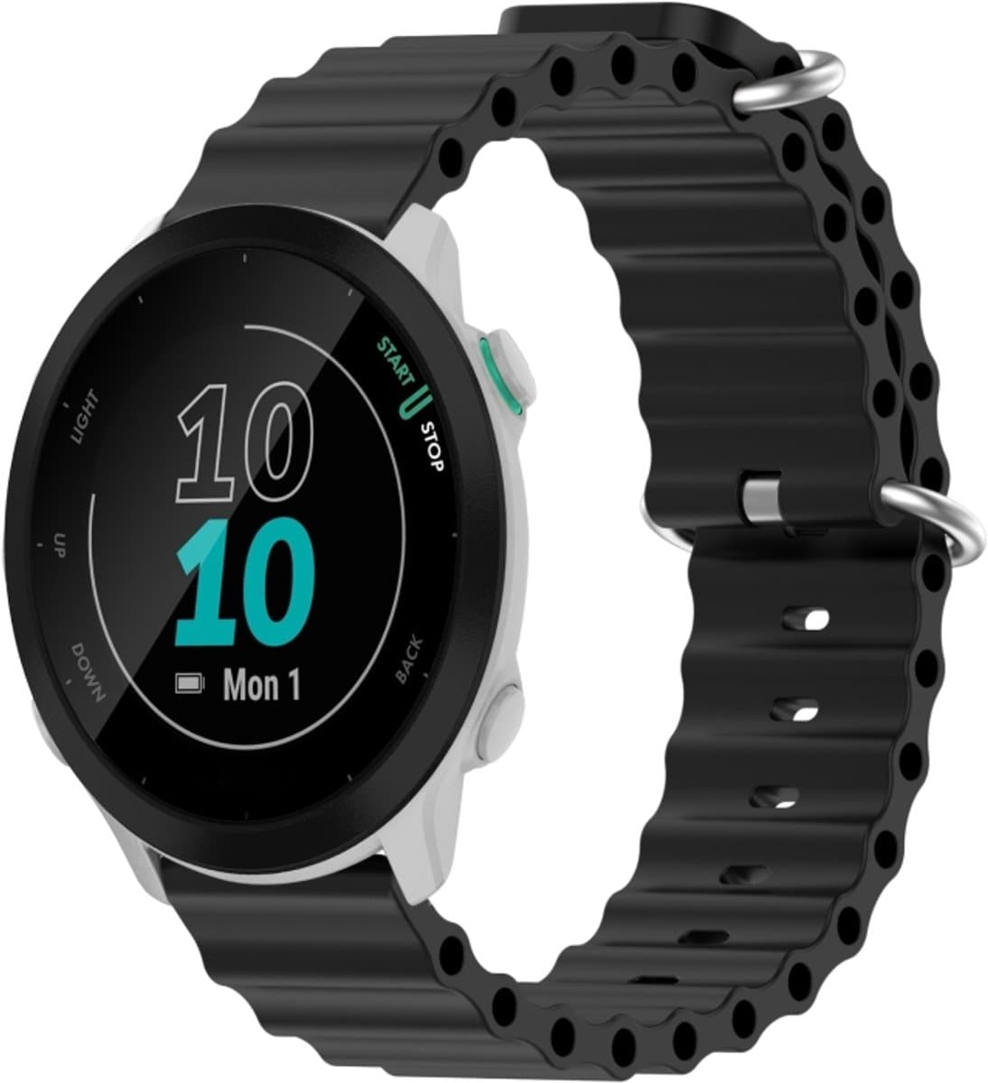 Voor Garmin Forerunner 55 20mm Ocean Style siliconen effen kleur horlogeband (zwart)