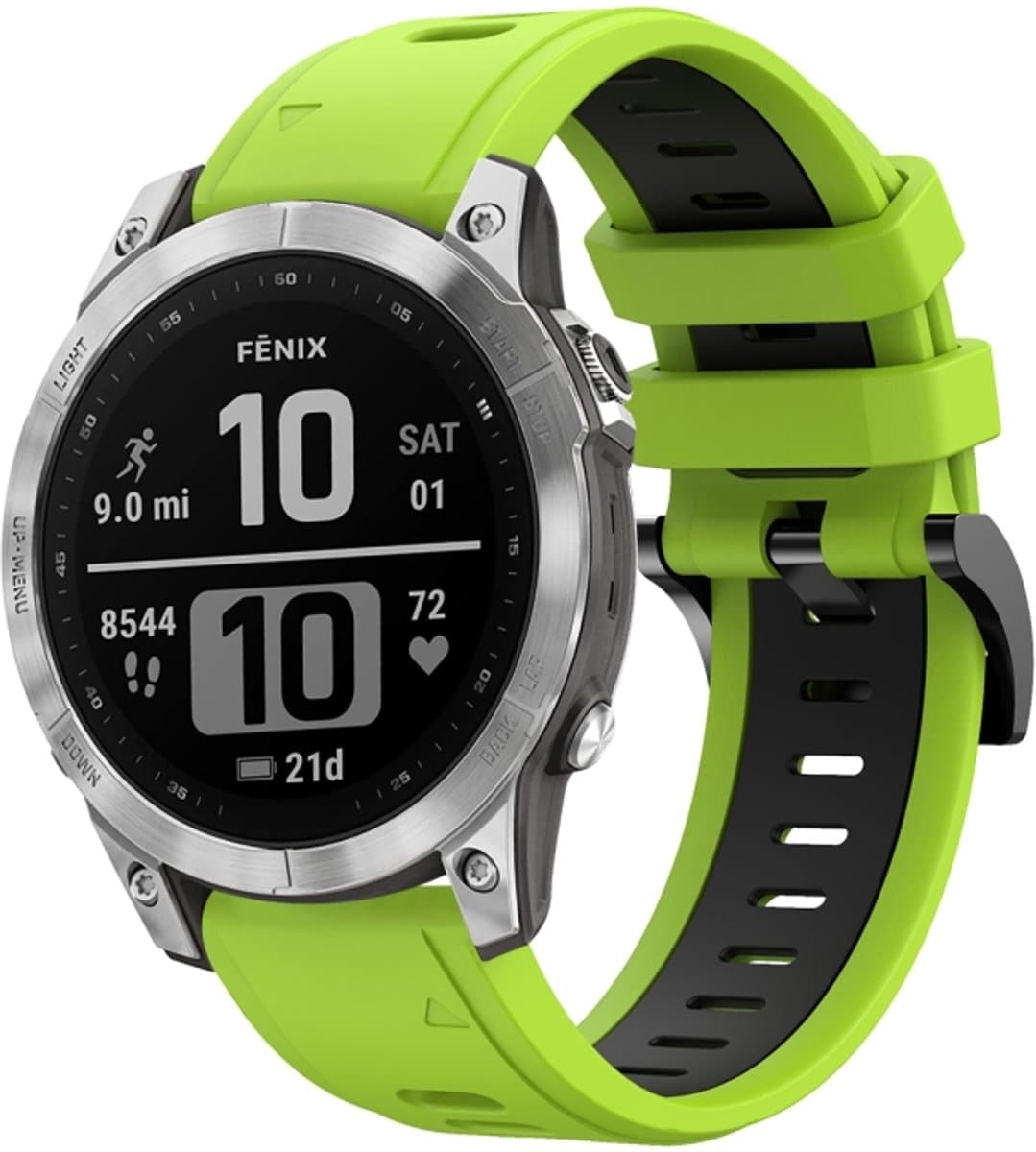 For Garmin Fenix 7 22mm Two-Color Sports Silicone Watch Band(Lime Green + Black)