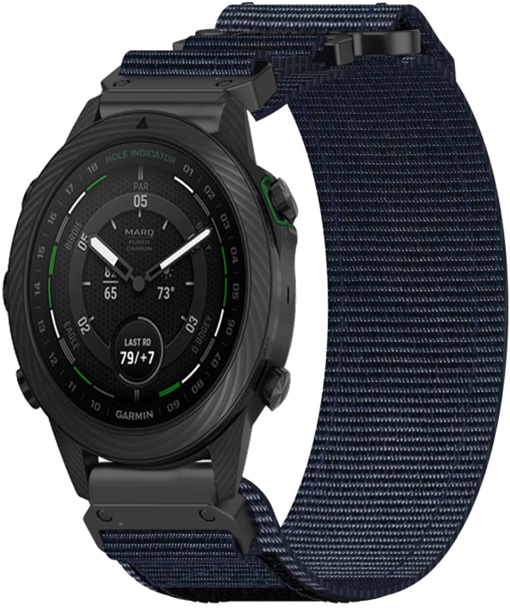 Voor Garmin MARQ Golfer 22 mm nylon klittenbandsluiting horlogeband (blauw)