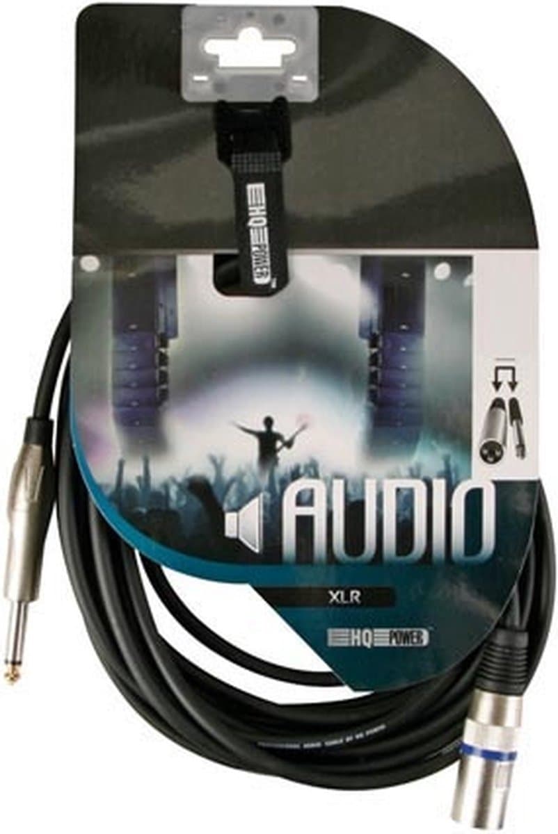 HQ-Power XLR-jack kabel, 1 x XLR mannelijk, 1 x jack 6.35 mm mannelijk, mono, 6 m, perfect voor geluidsoverdracht