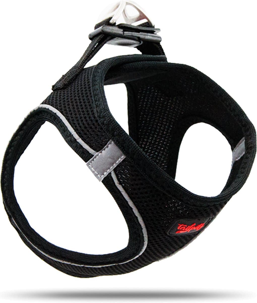 Tailpetz - Air-Mesh Harness - Hondenharnas - Hondentuig - Hondentuigje Kleine Hond - Y Tuig Hond - Harnas Hond - Anti Trek Tuig Hond - Reflecterend - Maat XL - Black