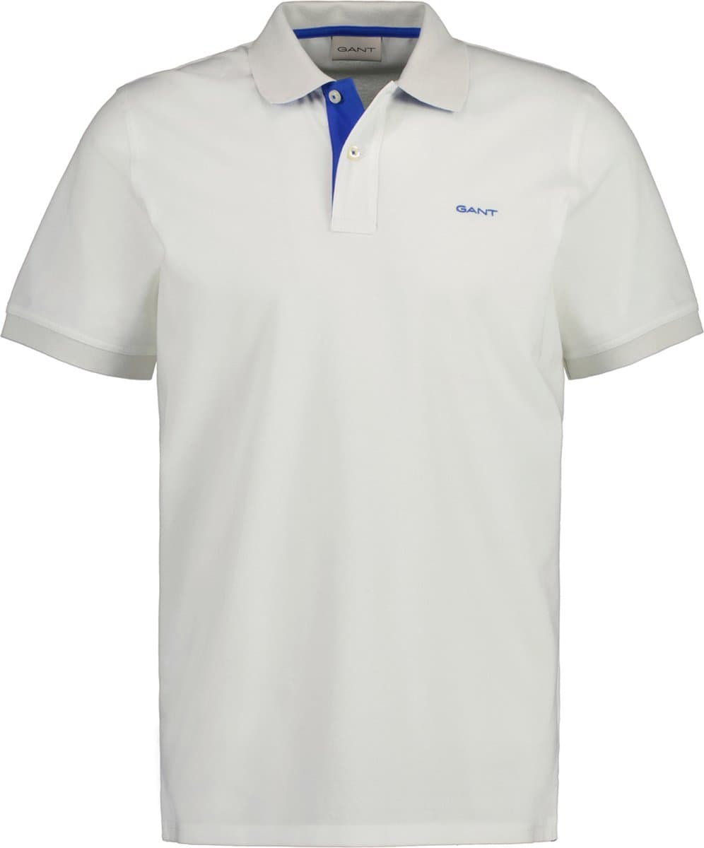 Gant Contrast Piqué Poloshirt Wit - Maat L - Heren